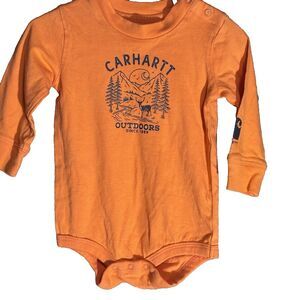 Carhartt Long Sleeve Bodysuit Deer Hunter Orange  Size 9 Months Long Sleeve
